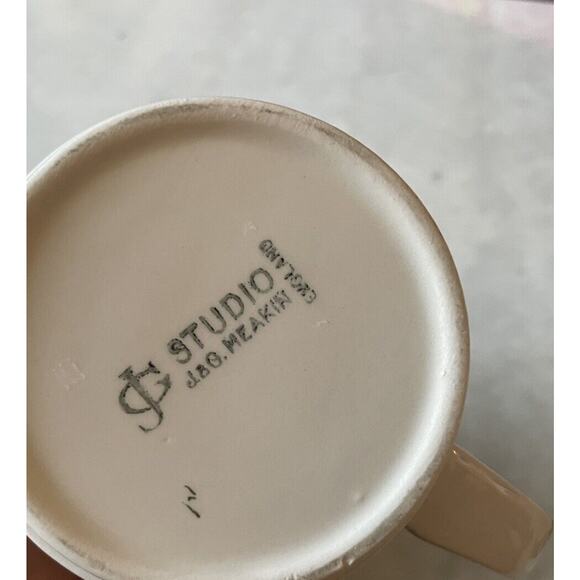 Vintage Studio J & G Meakin MCM Cream & Sugar Set England White Green Retro - Picture 5 of 8